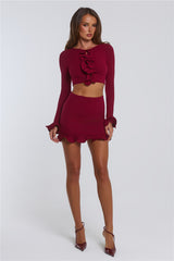 Summer Lush Long Sleeve Crop Top Wine