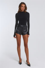 BASE Form Luxe Knit Simple High Neck Long Sleeve Top Black