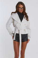 Trench Season Cropped Trench Coat Beige