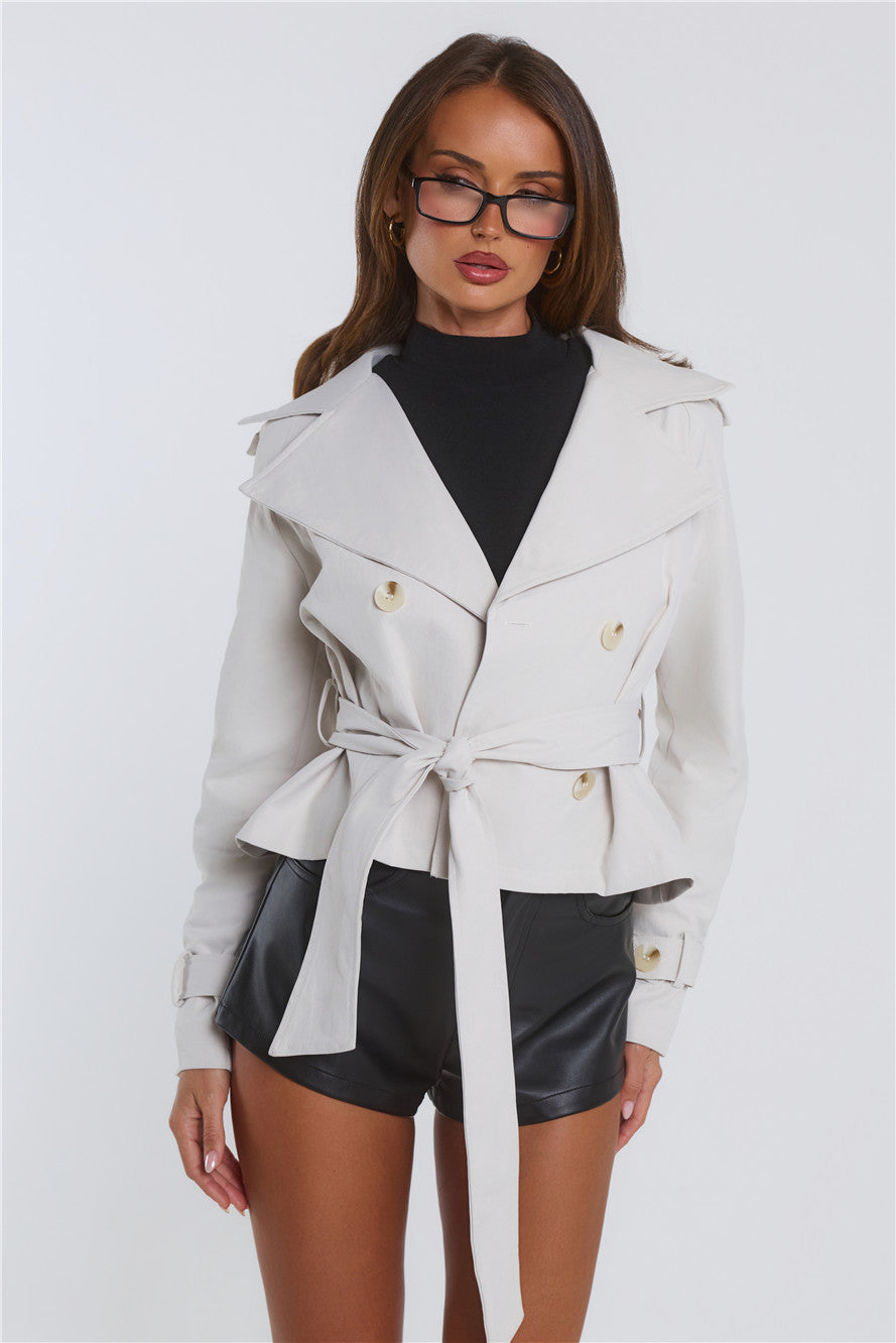 Trench Season Cropped Trench Coat Beige
