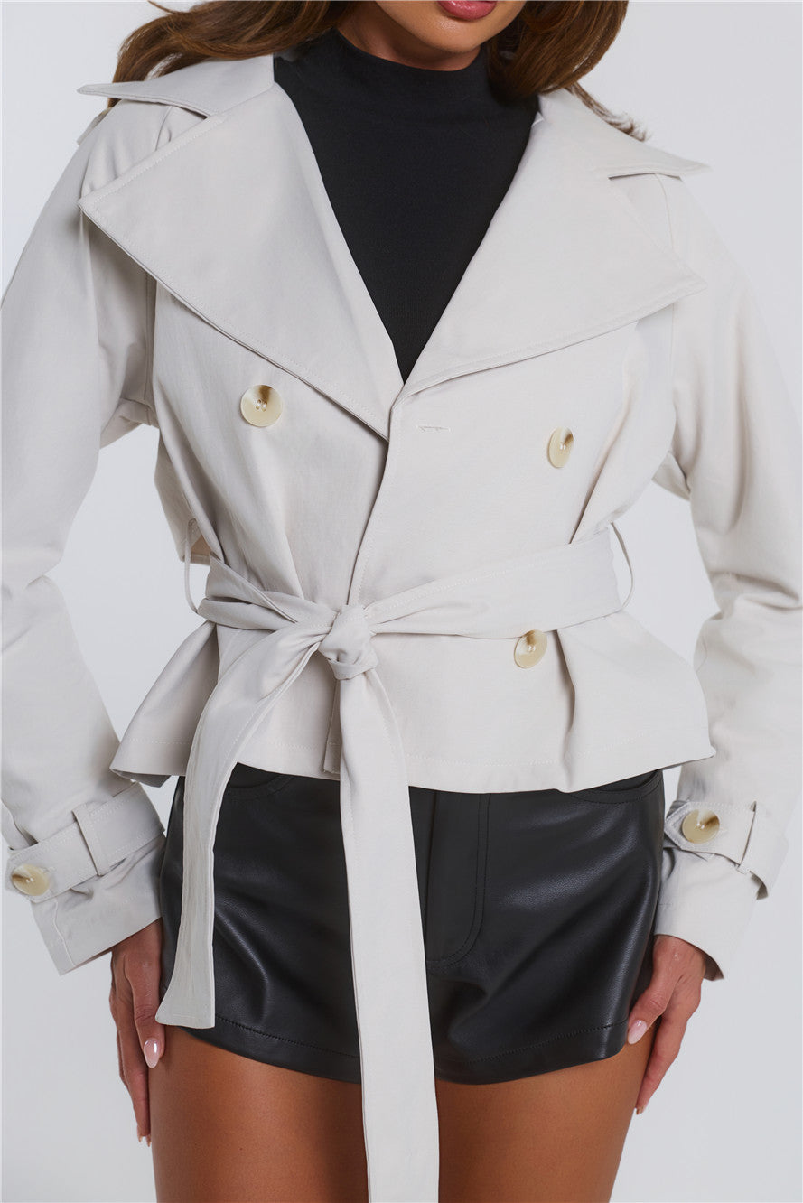 Trench Season Cropped Trench Coat Beige