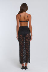 Date In Soho Sheer Lace Maxi Skirt Black