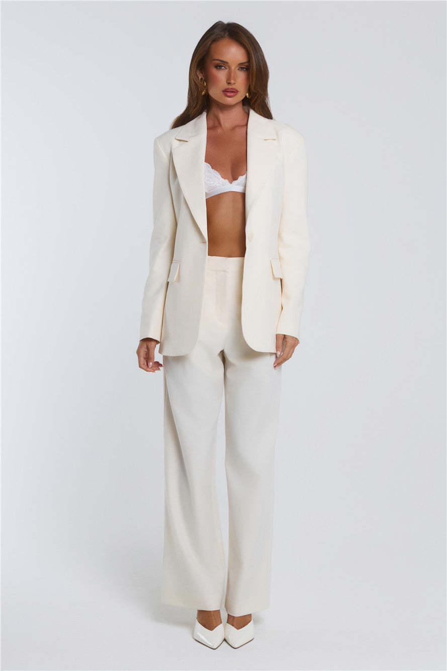 Stylish Structure Tailored Pants Cream