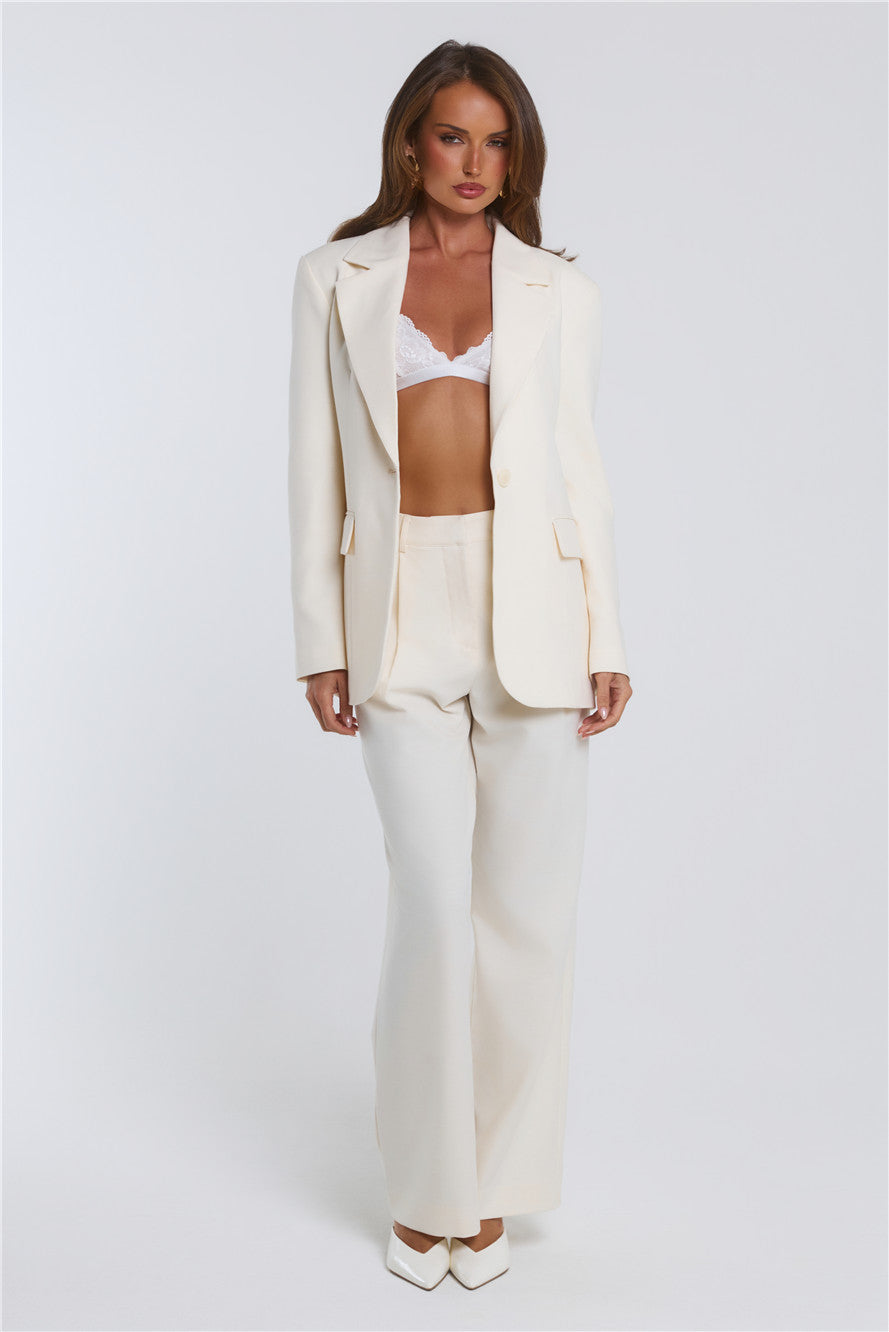 Stylish Structure Tailored Pants Cream