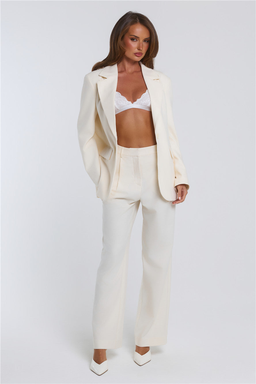 Stylish Structure Tailored Pants Cream