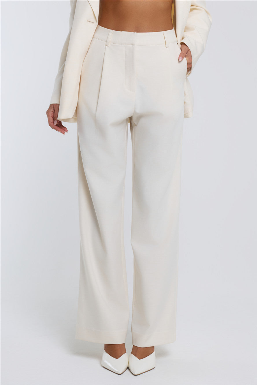 Stylish Structure Tailored Pants Cream