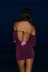 Island Sunshine Off Shoulder Mini Dress Plum