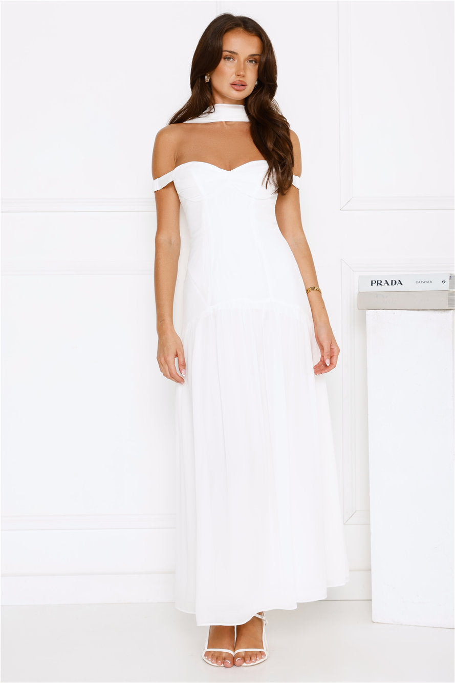 The Style Spotlight Off Shoulder Maxi Dress White