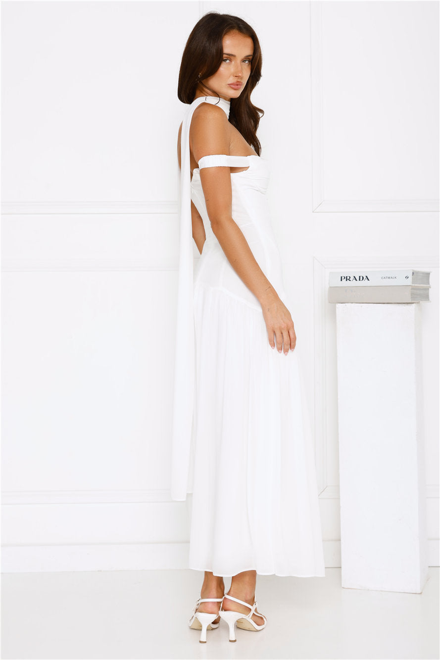 The Style Spotlight Off Shoulder Maxi Dress White
