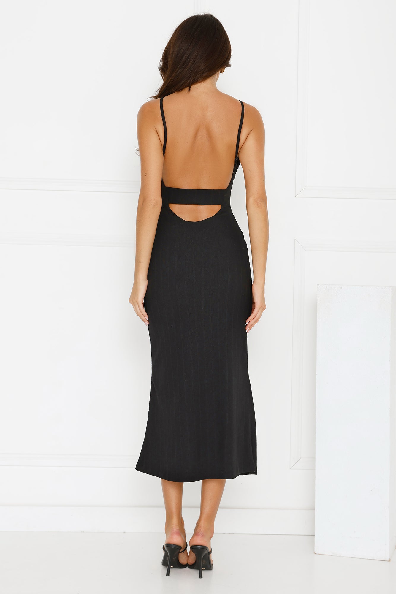 Subtle Sculpt Ribbed Midi Dress Black