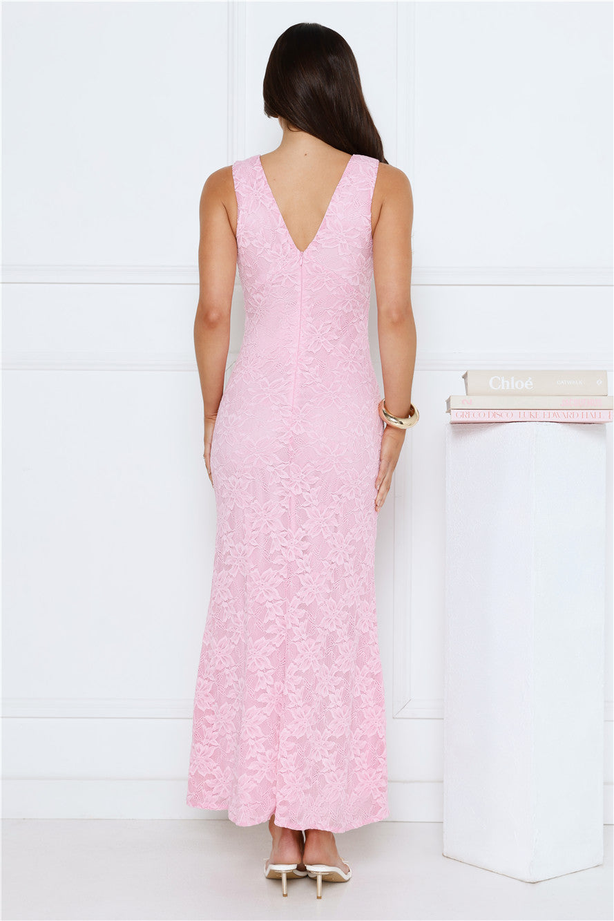 Lace Delights Maxi Dress Pink