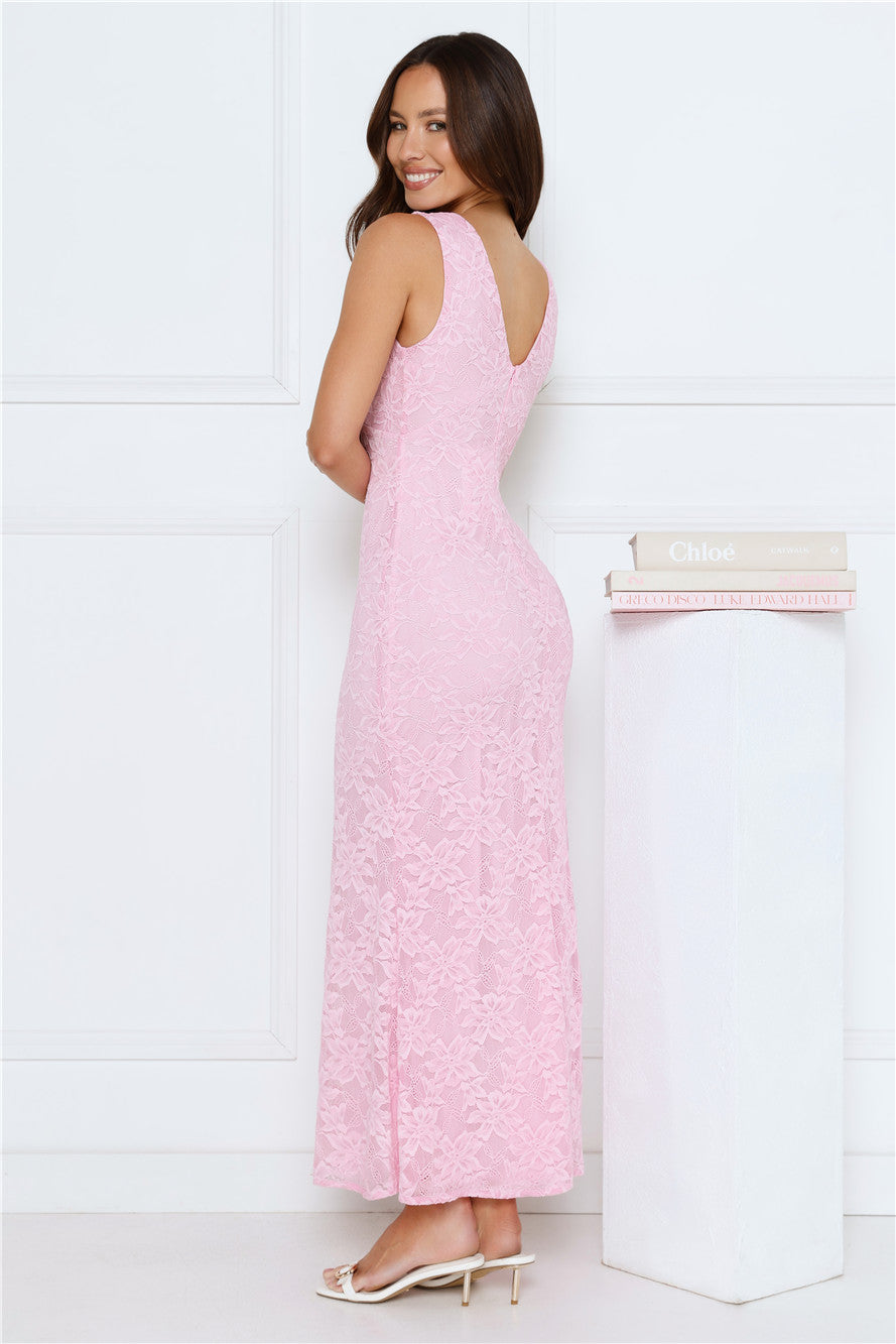 Lace Delights Maxi Dress Pink