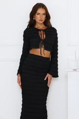 Whimsical Whirls Long Sleeve Top Black