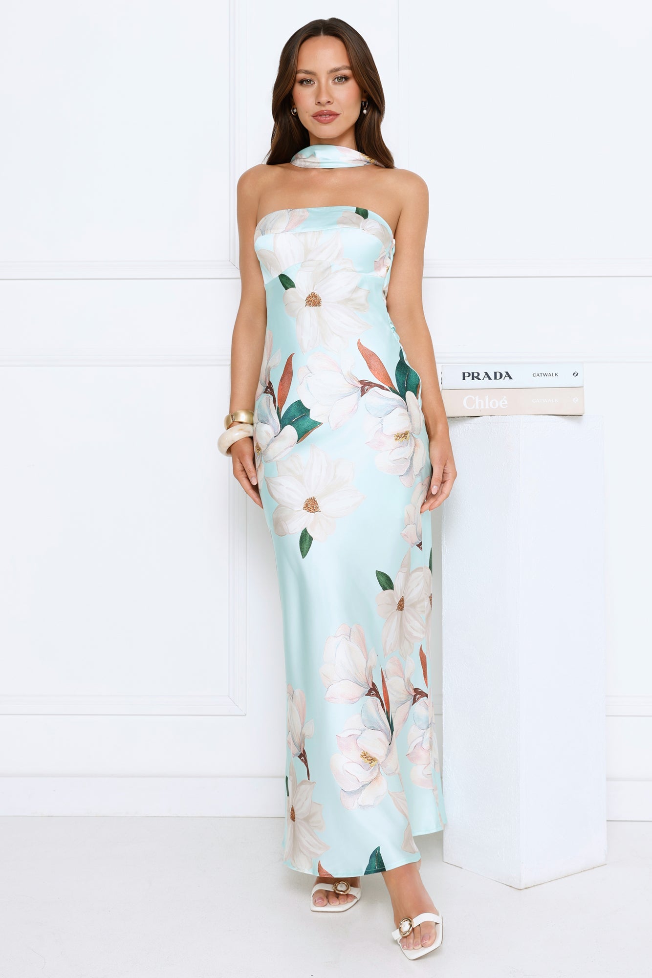 Softly Radiant Satin Maxi Dress Green