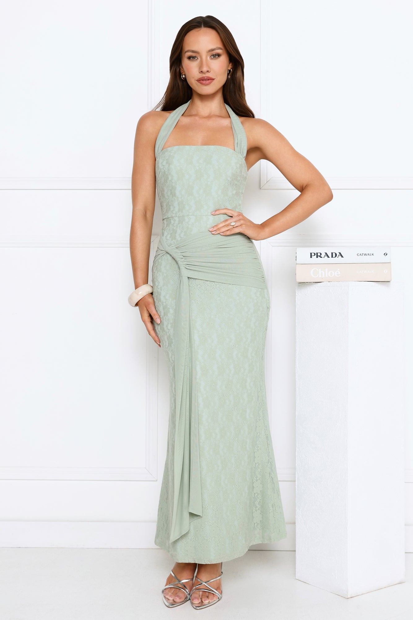 Kissed By Stars Halter Maxi Dress Green