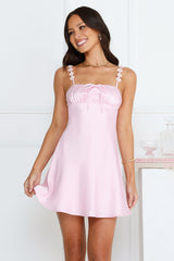 Regal Enchantment Satin Mini Dress Pink