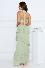 Power Glow Halter Maxi Dress Sage