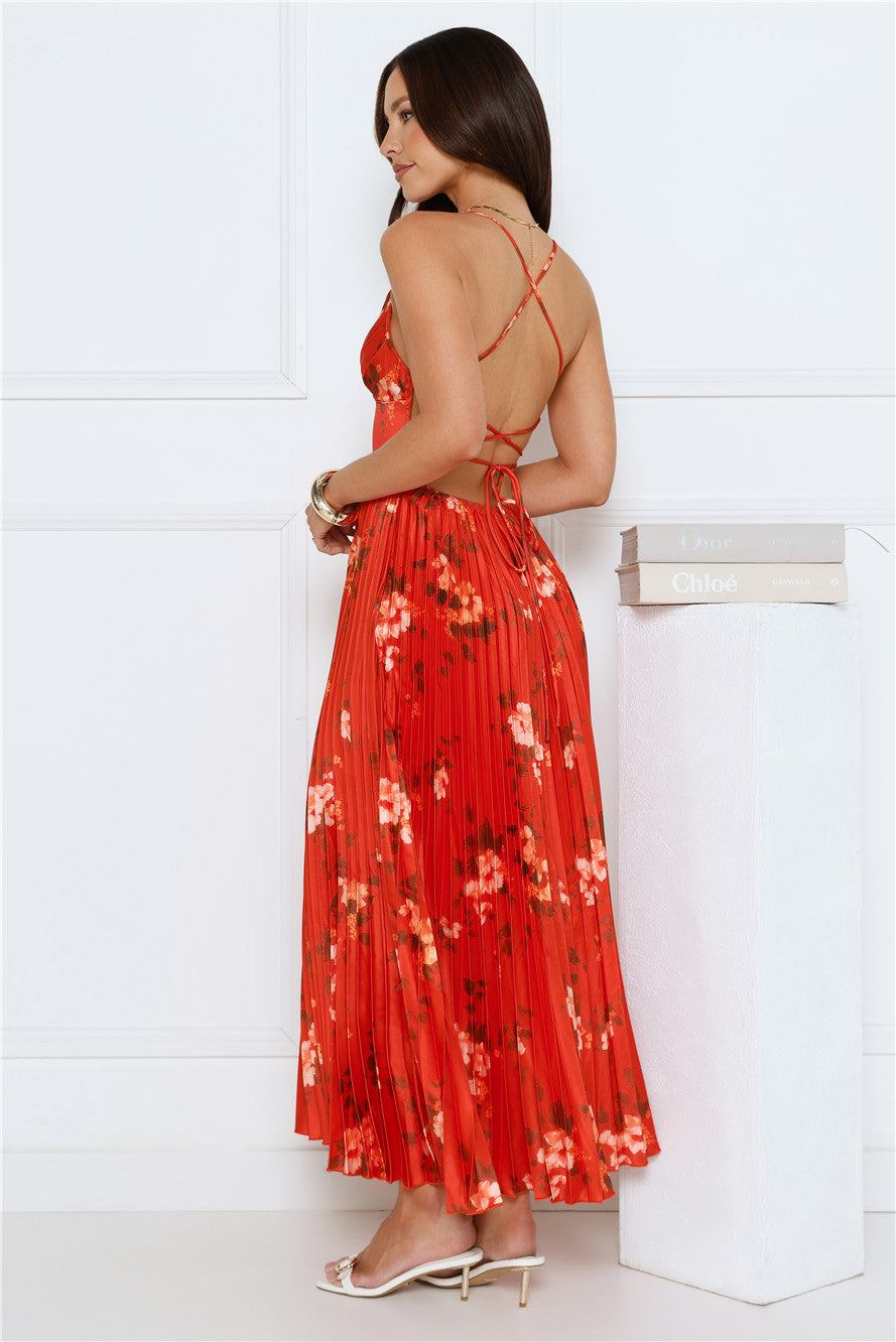 Lady Exclusive Satin Maxi Dress Print