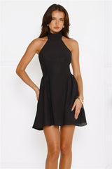 Sophisticated Vision Halter Mini Dress Black