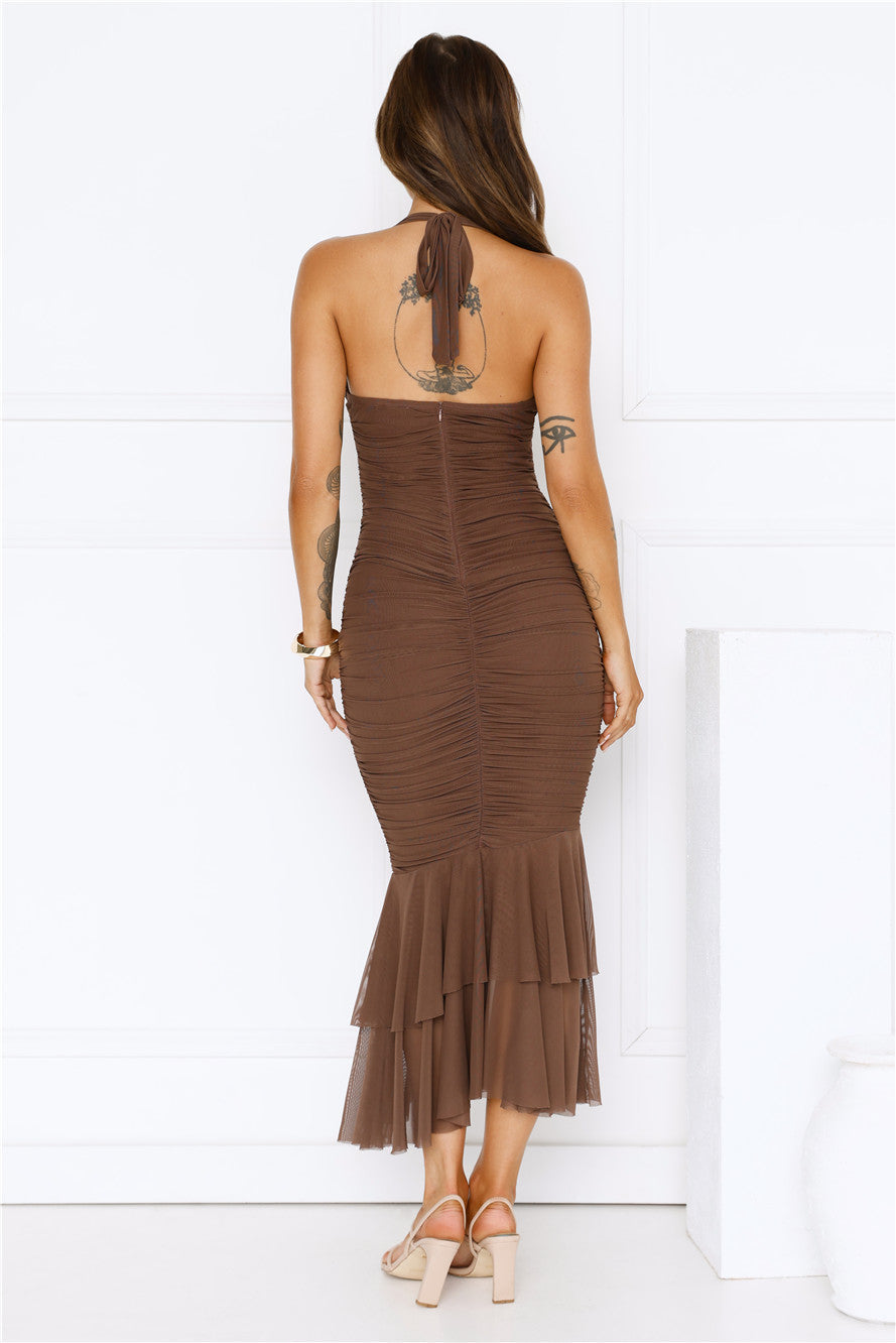 Moonrise Melody Mesh Maxi Dress Brown