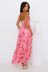 Silken Sunshine Halter Maxi Dress Pink