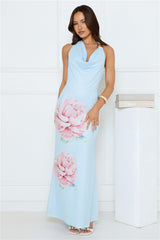 Daydream District Mesh Halter Maxi Dress Blue
