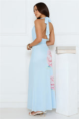 Daydream District Mesh Halter Maxi Dress Blue