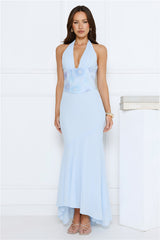 Silver Lining Love Halter Maxi Dress Blue