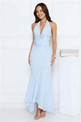 Silver Lining Love Halter Maxi Dress Blue