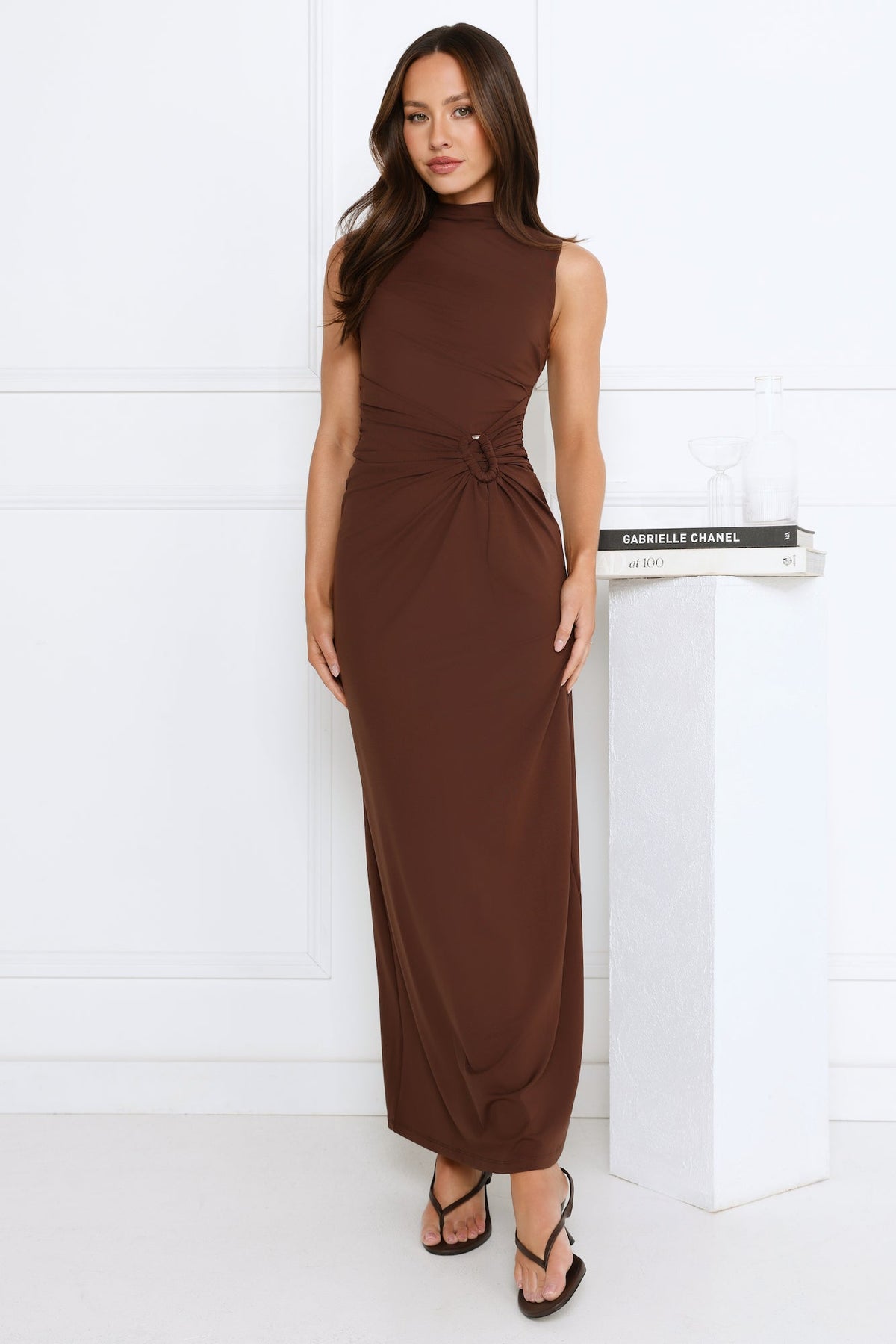 Radiant Petal Maxi Dress Brown