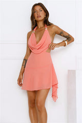 Paloma Halter Mini Dress Coral