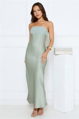 Every Love Song Satin Strapless Maxi Dress Sage