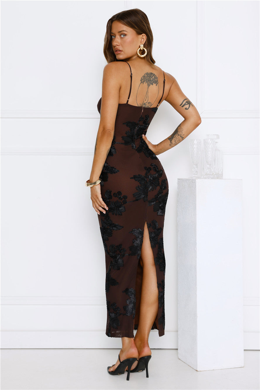 Estelle Mesh Maxi Dress Brown