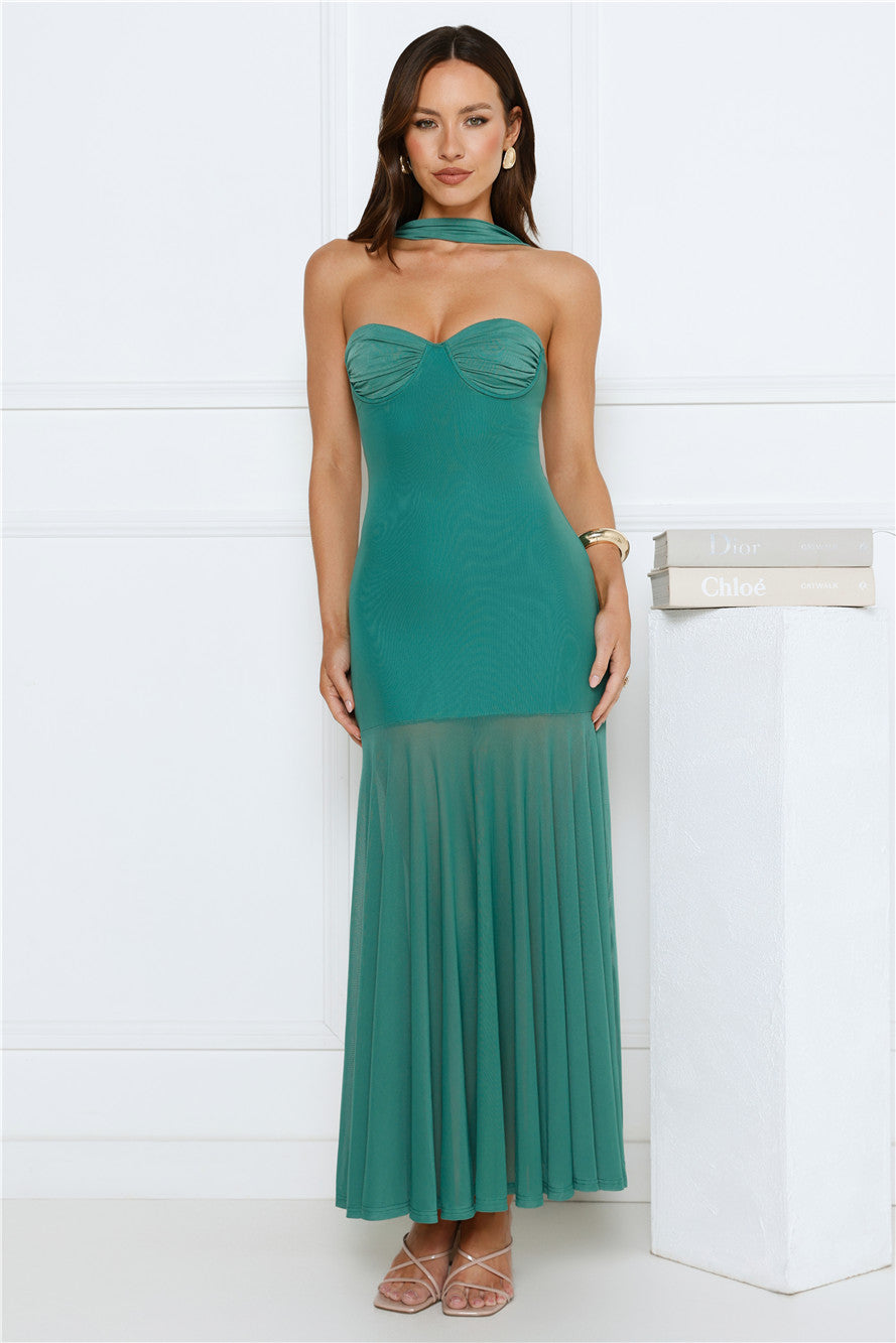Serene Sway Strapless Maxi Dress Green