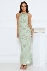 Silk Envy Halter Maxi Dress Sage