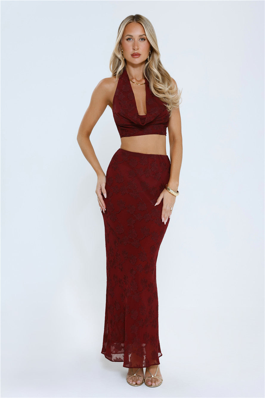 She's The Flame Halter Top Wine
