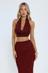 She's The Flame Halter Top Wine