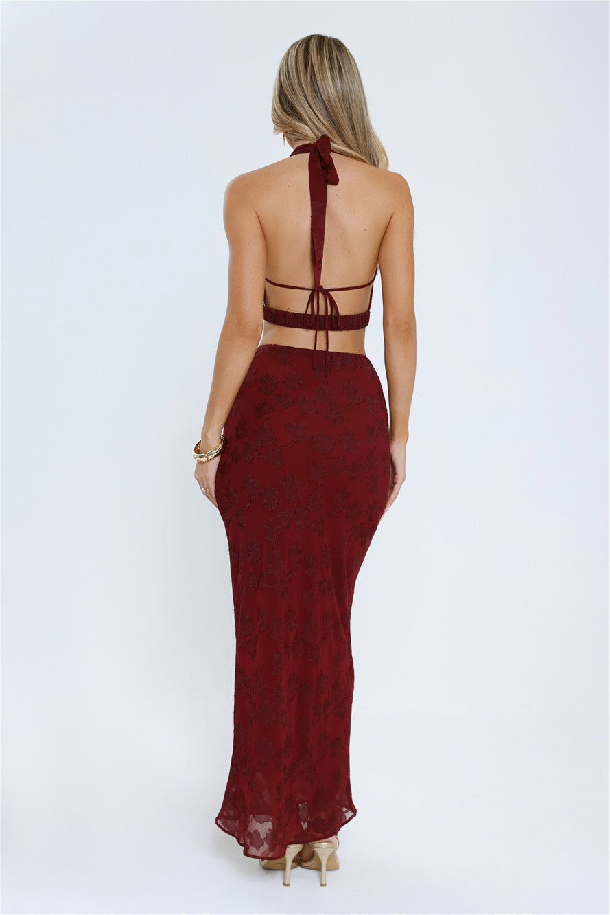 She's The Flame Halter Top Wine