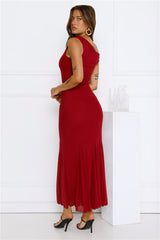 Moonlit Mischief Mesh Maxi Dress Wine