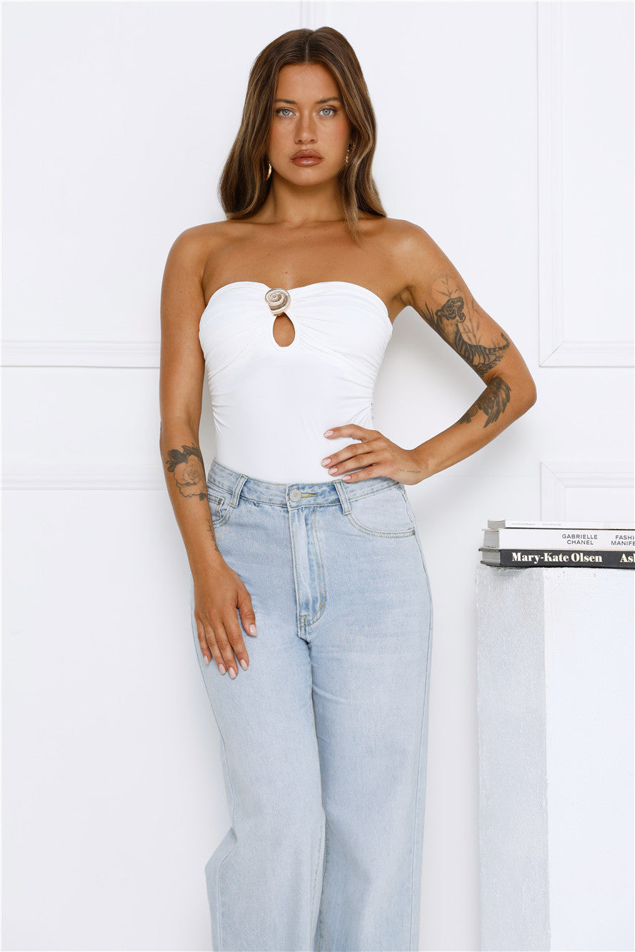 Sea Soundtrack Strapless Bodysuit White