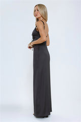 The Midnight Edit Satin Maxi Dress Black