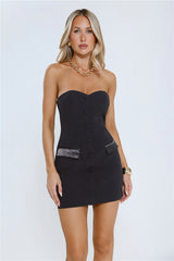 Whispered Luxury Strapless Mini Dress Black