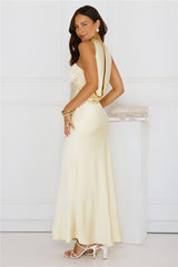 Precious Pearl Satin Maxi Dress Yellow