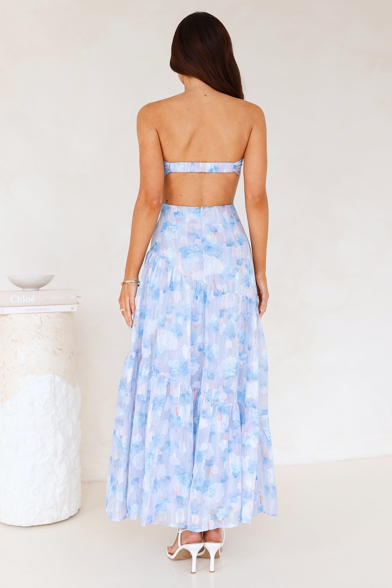 Ethereal Spring Strapless Maxi Dress Blue