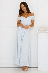 Soft Serve Off Shoulder Maxi Dress Blue