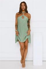 Sunset Muse Halter Mini Dress Sage