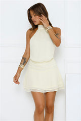 On Her Level Halter Mini Dress Yellow
