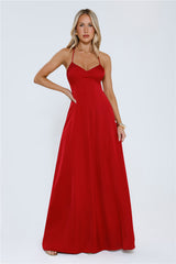Luxe Horizon Satin Maxi Dress Red
