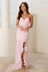 Palm Party Vibes Halter Maxi Dress Pink