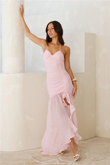 Palm Party Vibes Halter Maxi Dress Pink